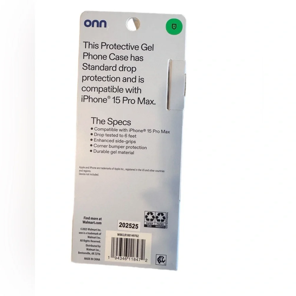 Onn Transparent Gel Case for iPhone 15 Pro Max